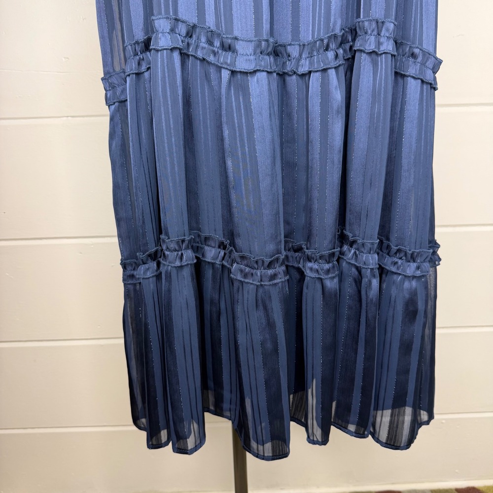 Lulus XL Day for Romance Navy Blue Tie Strap Tiered Midi Dress Bridesmaid - Picture 3 of 14